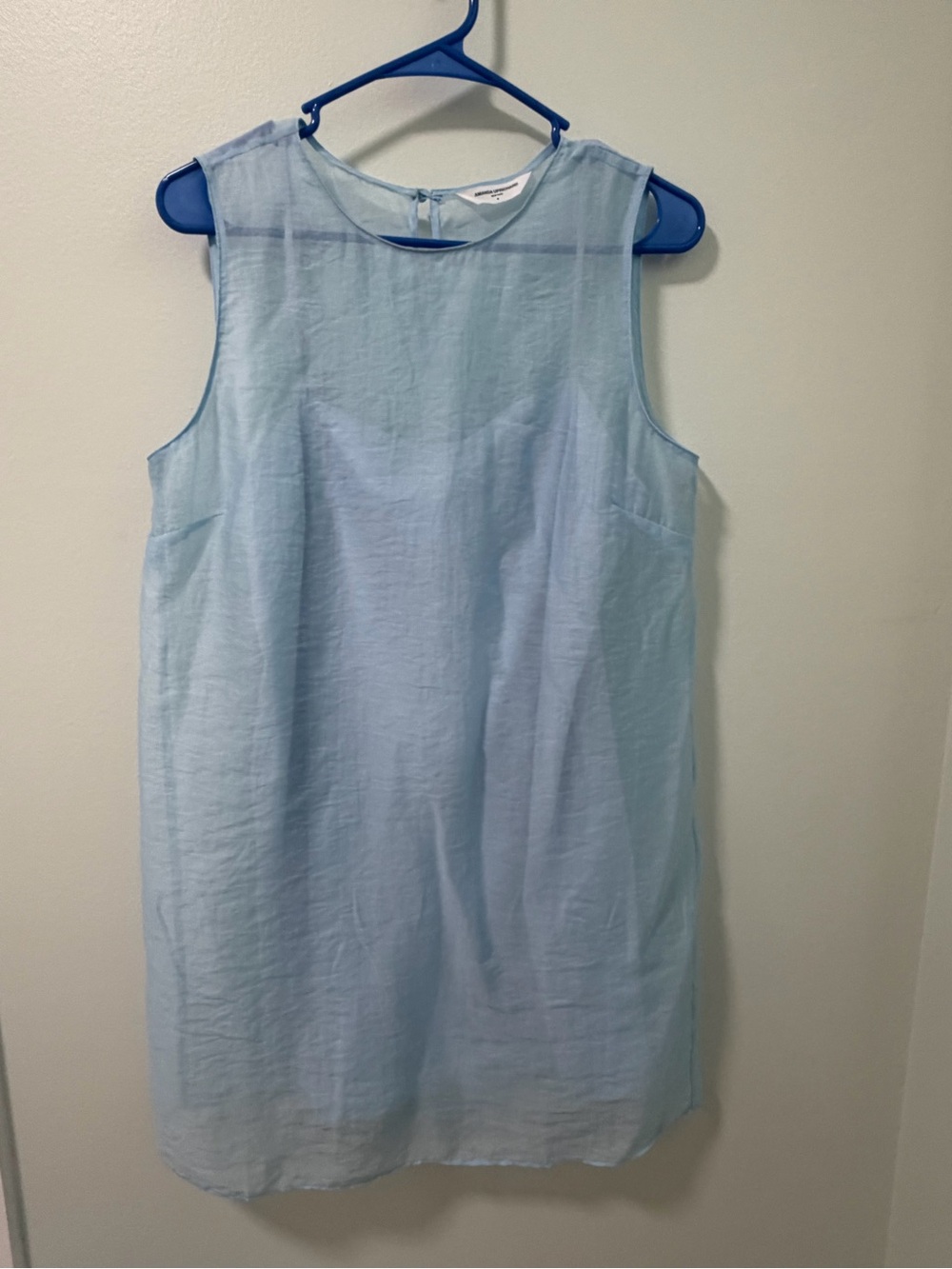 Amanda Uprichard Light Blue Sheer Yoke Tank - Picture 2 of 5